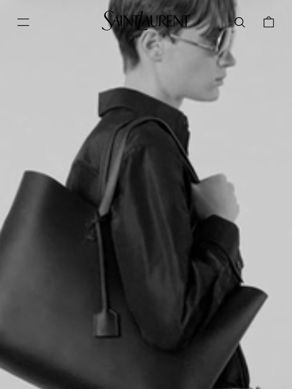 Saint Laurent YSL Large East/West Shopping Tote Purse Dark Beige Leather - Picture 3 of 17